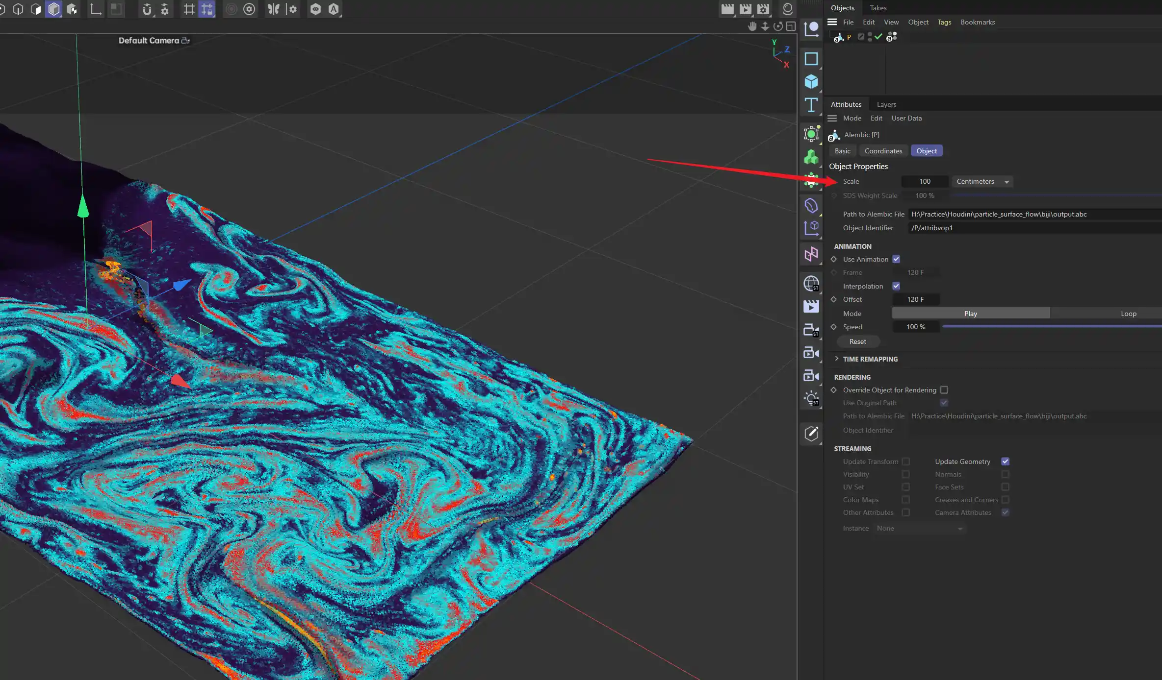 在C4D中导入Houdini粒子使用octane渲染